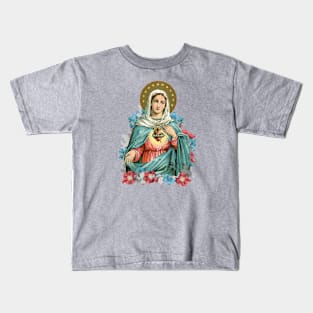 Immaculate Heart of Mary Blessed Mother Catholic Vintage Kids T-Shirt